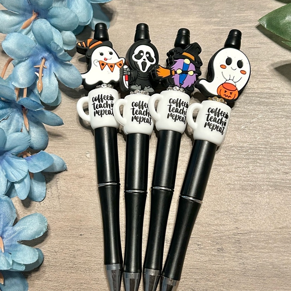 Teach Coffee Repeat Halloween Themed Pen